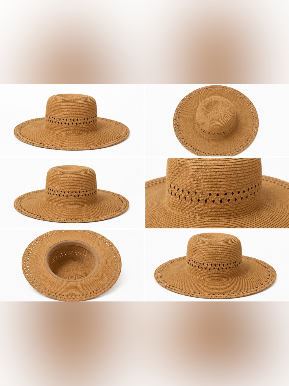 Woven Straw Wide-Brim Sun Hat - Tan